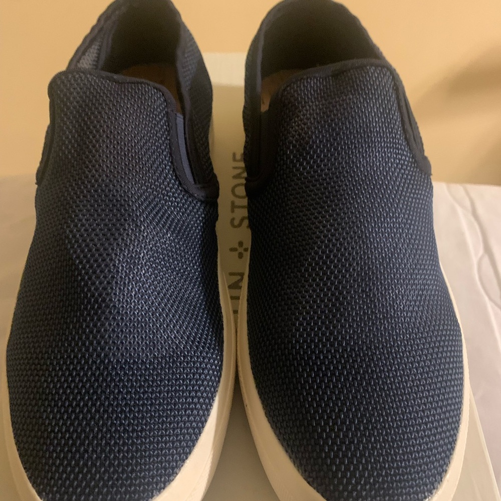 Sun + Stone Men's Lyle Mesh Upper Slip-On Sneaker - Navy Blue- Size 9.5M